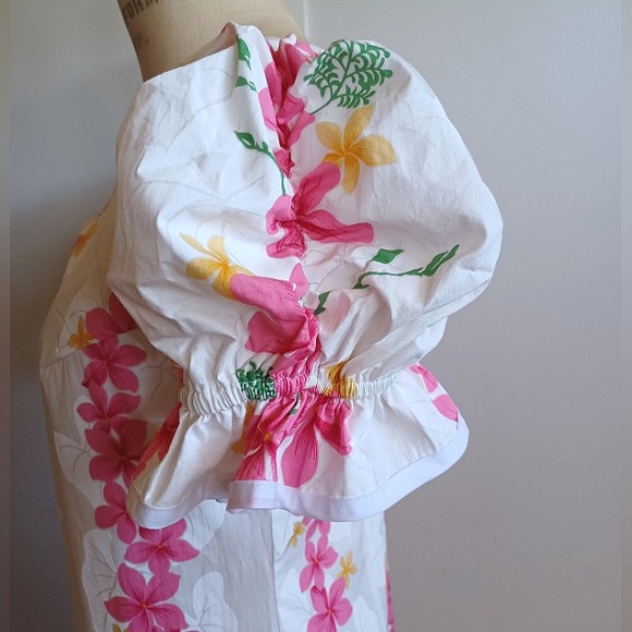 Vintage Pink Plumeria Aloha Party Dress Size Small - Picture 3 of 8